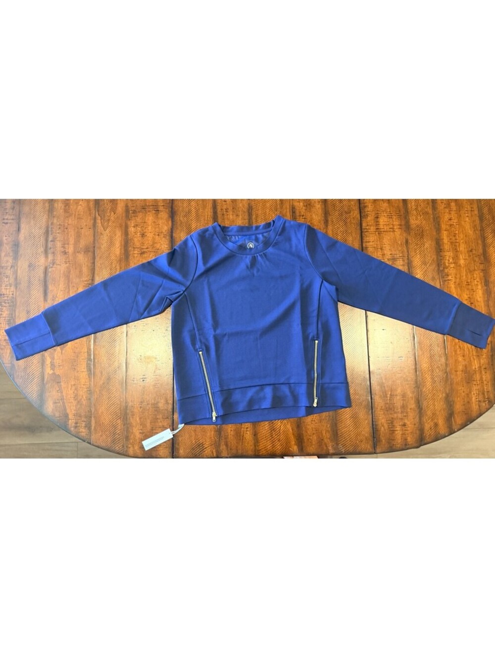 Addison Bay Everyday Rib Crewneck Sweatshirt Navy Gold Zip Small A481948 $168